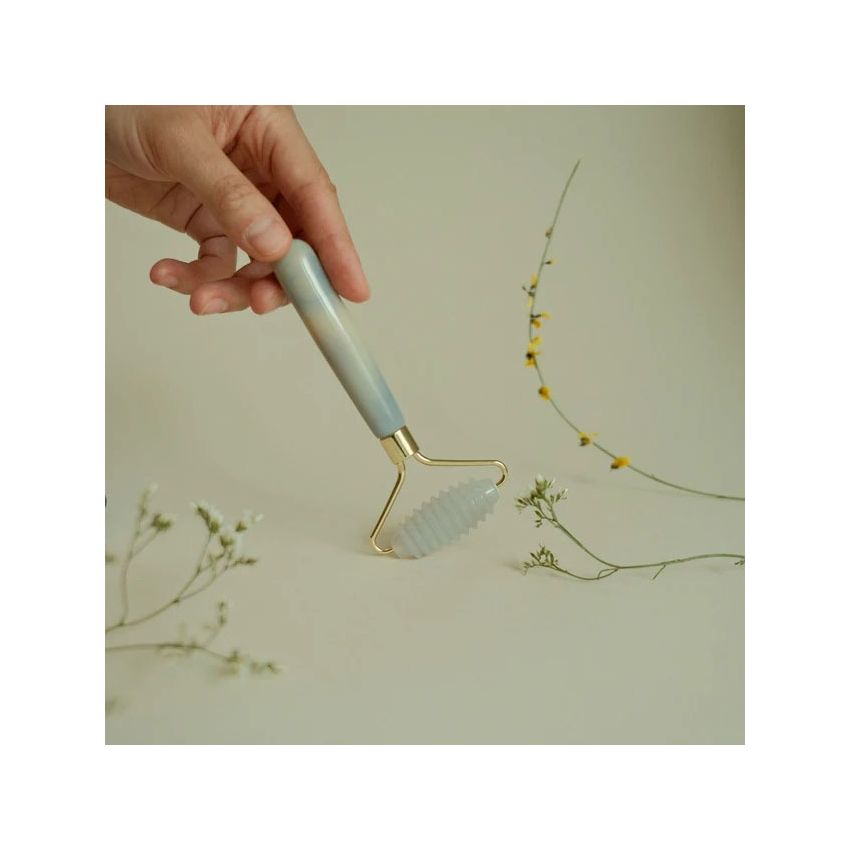 Natural Agate Spiked Facial Roller | Textured Anti-Aging & Detoxifying Massager