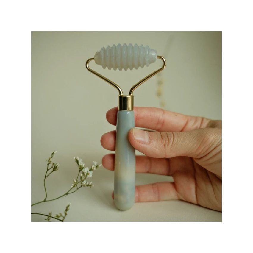 Natural Agate Spiked Facial Roller | Textured Anti-Aging & Detoxifying Massager