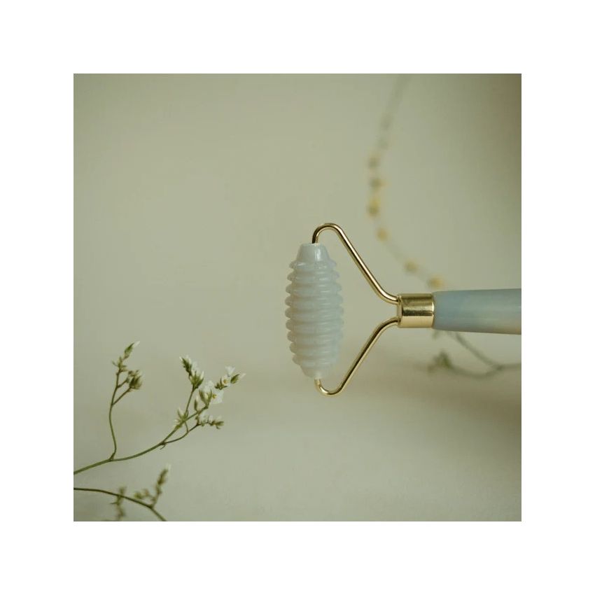 Natural Agate Spiked Facial Roller | Textured Anti-Aging & Detoxifying Massager