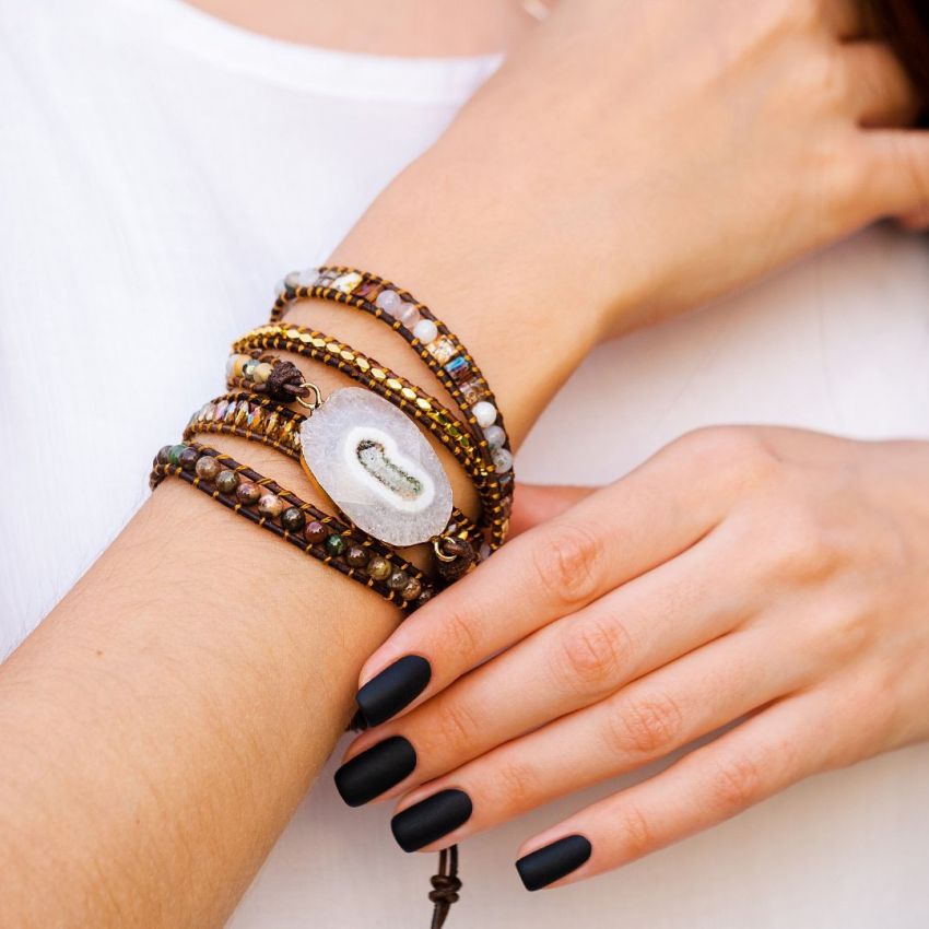 Moonlight Goddess Agate Wrap Bracelet