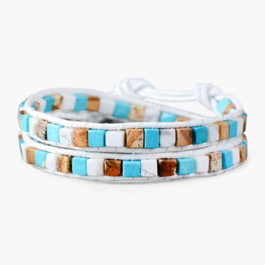 Celestial Natural Stone Leather Bracelet