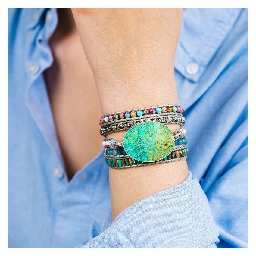 Ocean Jasper Protection Wrap Bracelet