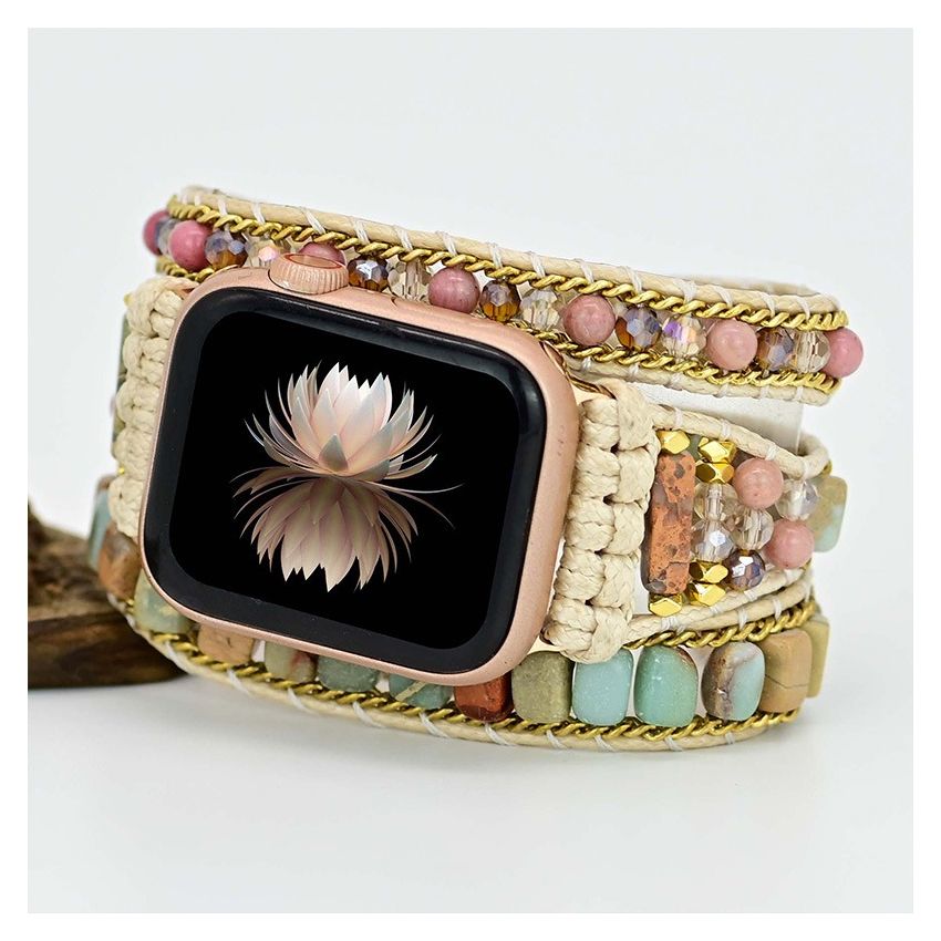 Colorful Jasper Rhodonite Beaded Apple Watch Strap | Band 38mm 40mm 41mm 42mm 44mm 45mm 46mm 49mm | Compatible with all Apple Watch Series