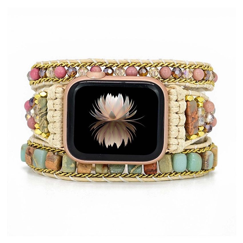 Colorful Jasper Rhodonite Beaded Apple Watch Strap | Band 38mm 40mm 41mm 42mm 44mm 45mm 46mm 49mm | Compatible with all Apple Watch Series
