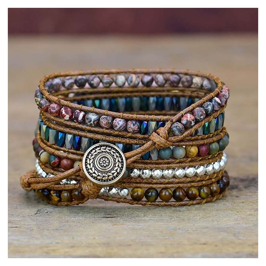 Natural Red Jasper _Tiger Eye Beaded Apple Watch Band