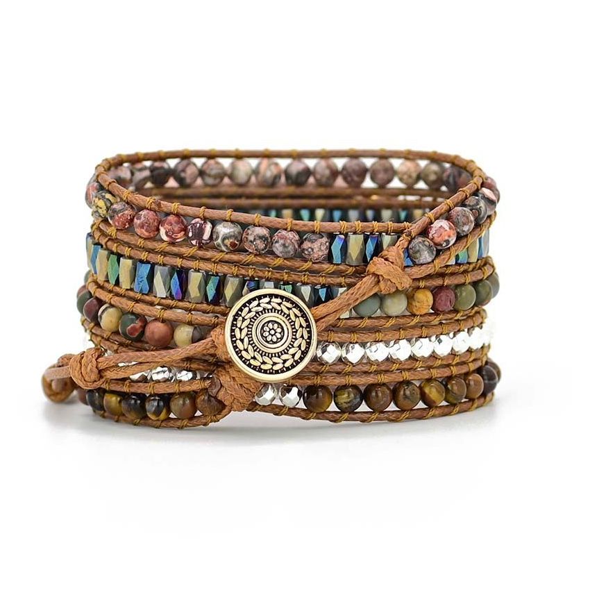 Natural Red Jasper _Tiger Eye Beaded Apple Watch Band