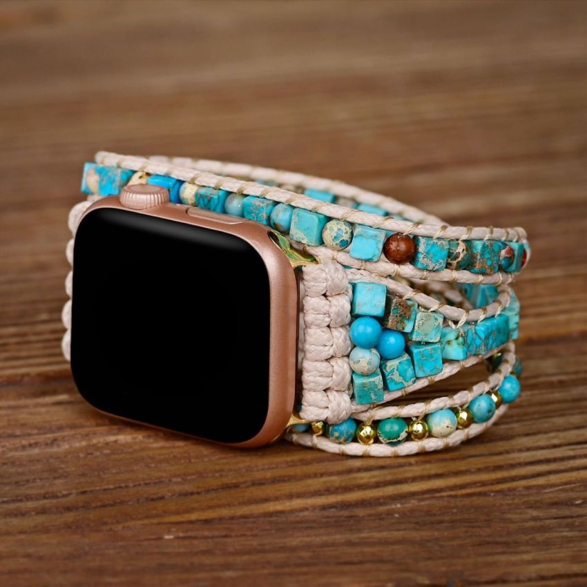 Natural Blue Turquoise Multi-Layer Wrapped Apple Watch Band