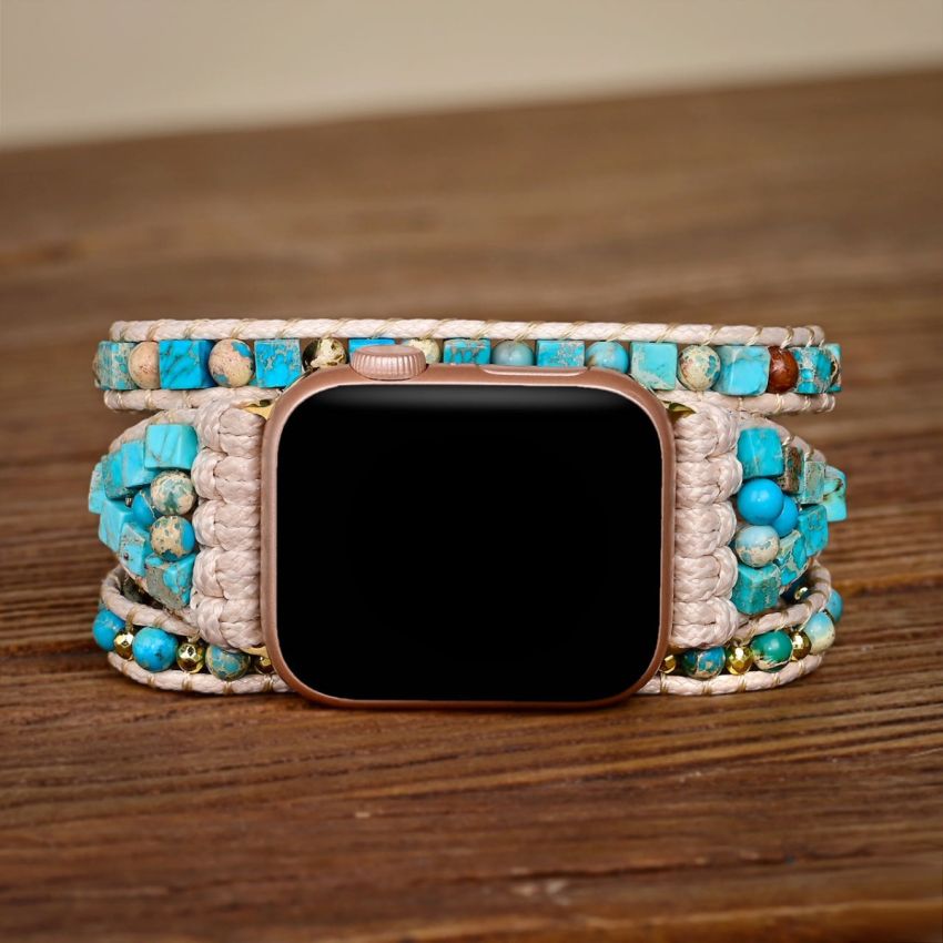 Natural Blue Turquoise Multi-Layer Wrapped Apple Watch Band