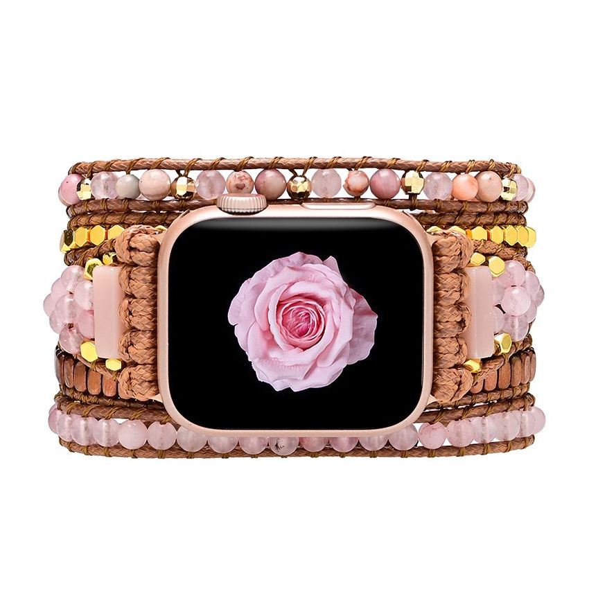 Natural Rhodonite _ose Quartz Rose Gold Apple Watch Band