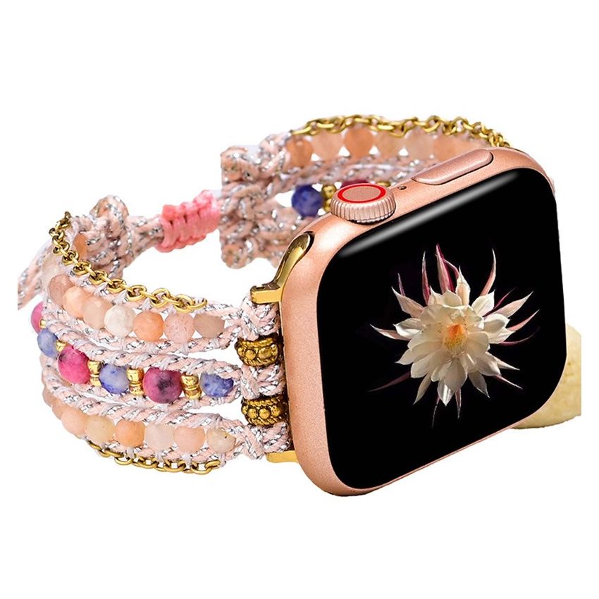 Handmade Natural Sunstone and Rhodochrosite Apple Watch Bracelet