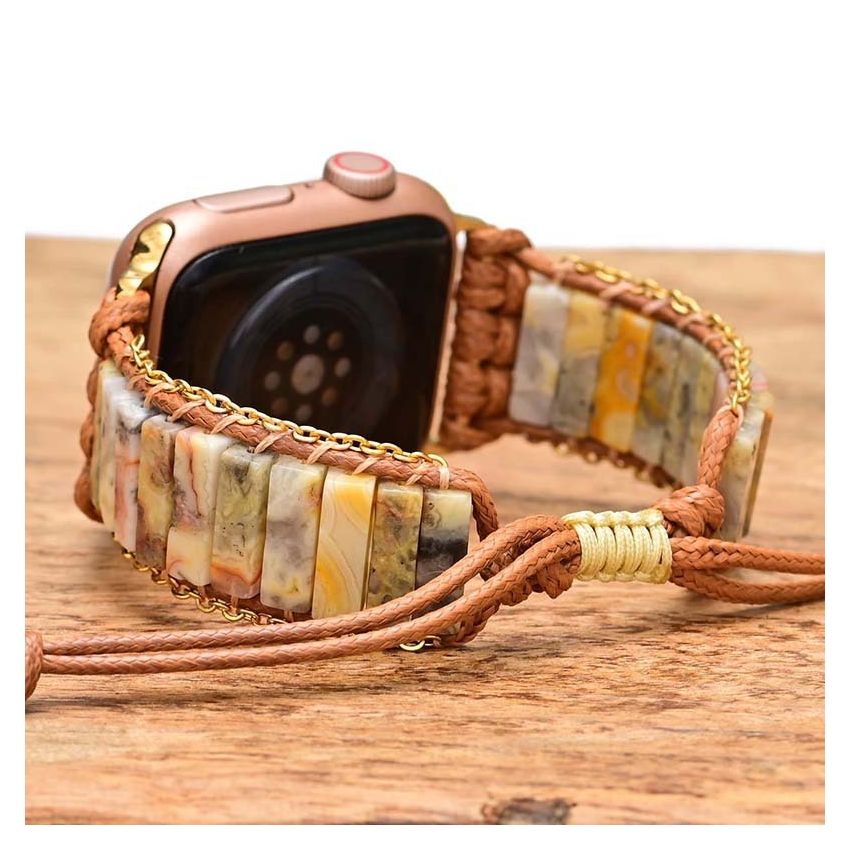 Handwoven Natural Stone Agate Apple Watch Band Bracelet