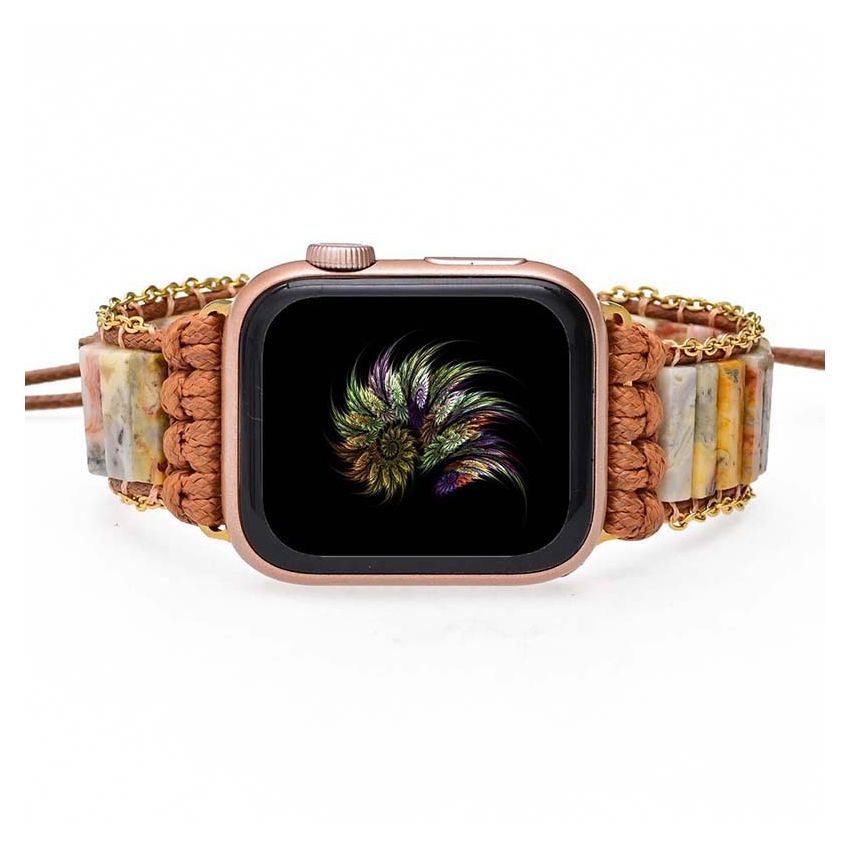 Handwoven Natural Stone Agate Apple Watch Band Bracelet
