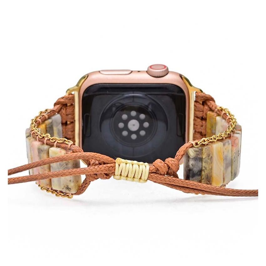 Handwoven Natural Stone Agate Apple Watch Band Bracelet