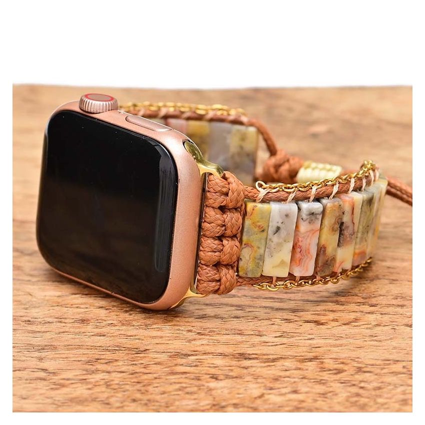 Handwoven Natural Stone Agate Apple Watch Band Bracelet