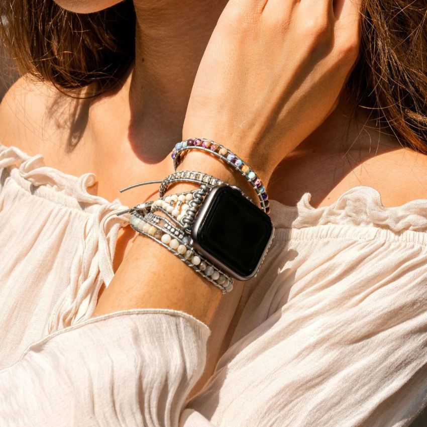 Natural Jasper & Amazonite Apple Watch Band