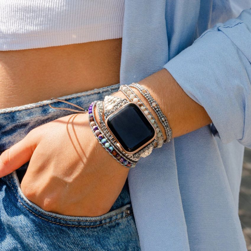 Natural Jasper & Amazonite Apple Watch Band