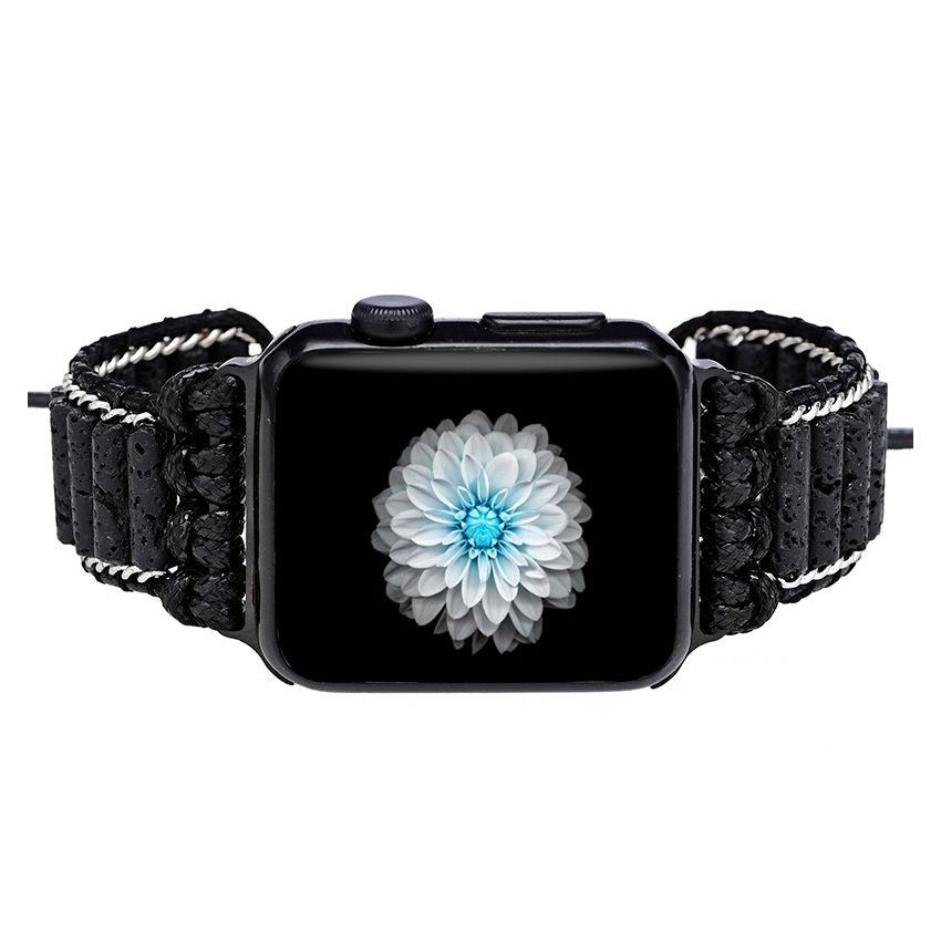 Black Lava Smart Watchband Strap for Apple Watch Women Men Bracelet Healing Gift