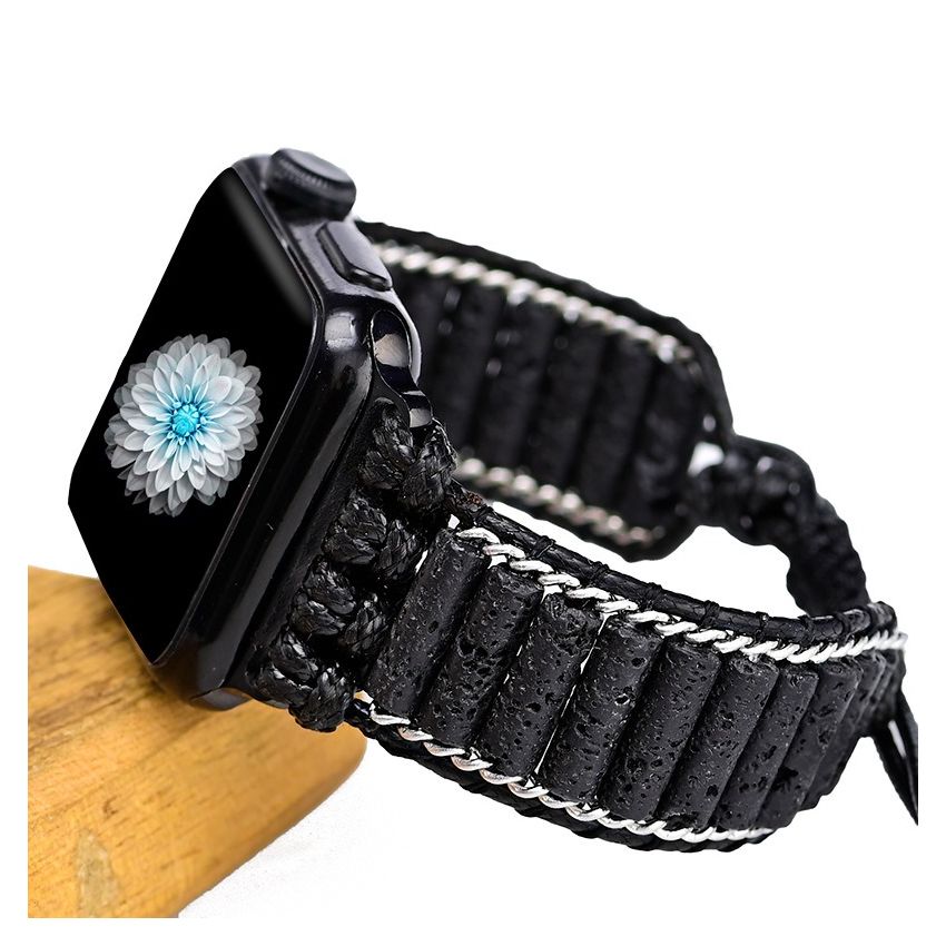 Black Lava Smart Watchband Strap for Apple Watch Women Men Bracelet Healing Gift