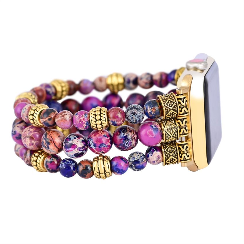 Purple Gold Jasper Natural Stone Apple Watch Strap | Compatible with all Apple Watch Series