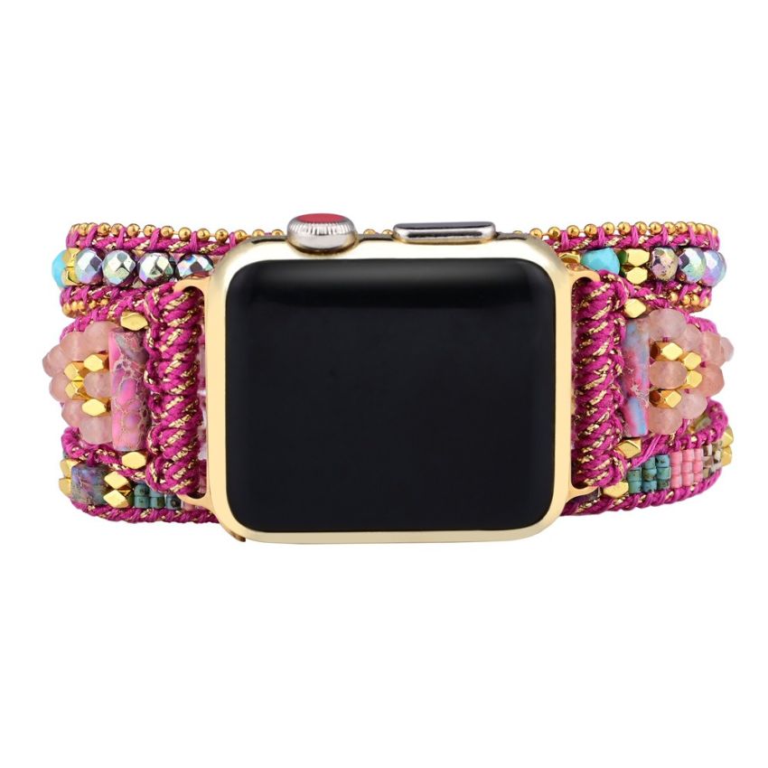 3-Layer Rose Quartz Crystal Watch Band