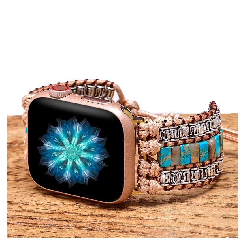 Handmade Shoushan Stone Boho Stylish iWatch Strap for Apple Watch Series 8, 7, 6, 5 (38/41/42/45/49mm Bands)
