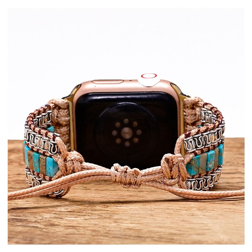 Handmade Shoushan Stone Boho Stylish iWatch Strap for Apple Watch Series 8, 7, 6, 5 (38/41/42/45/49mm Bands)