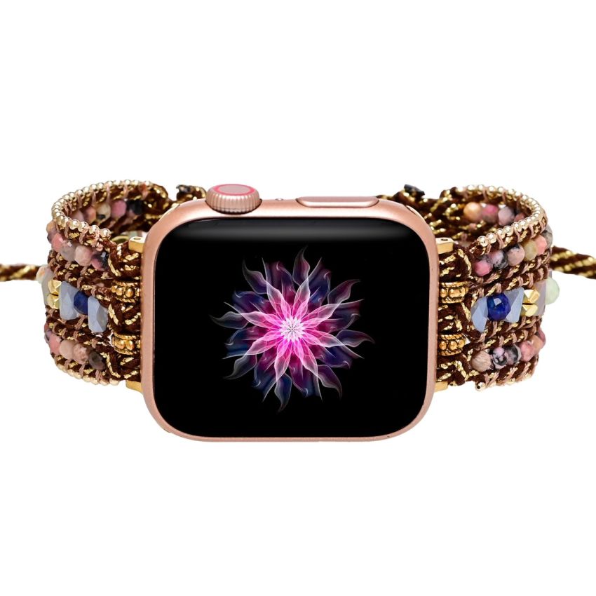 Rhodochrosite & Lapis Lazuli Apple Watch Strap Handmade Watch Strap 49mm Wristband for Apple Series  Band