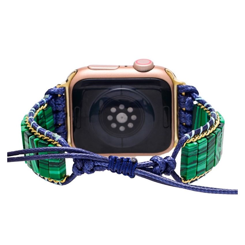 Arcane Malachite Apple Watch Strap – Handwoven Rectangular Bead Design