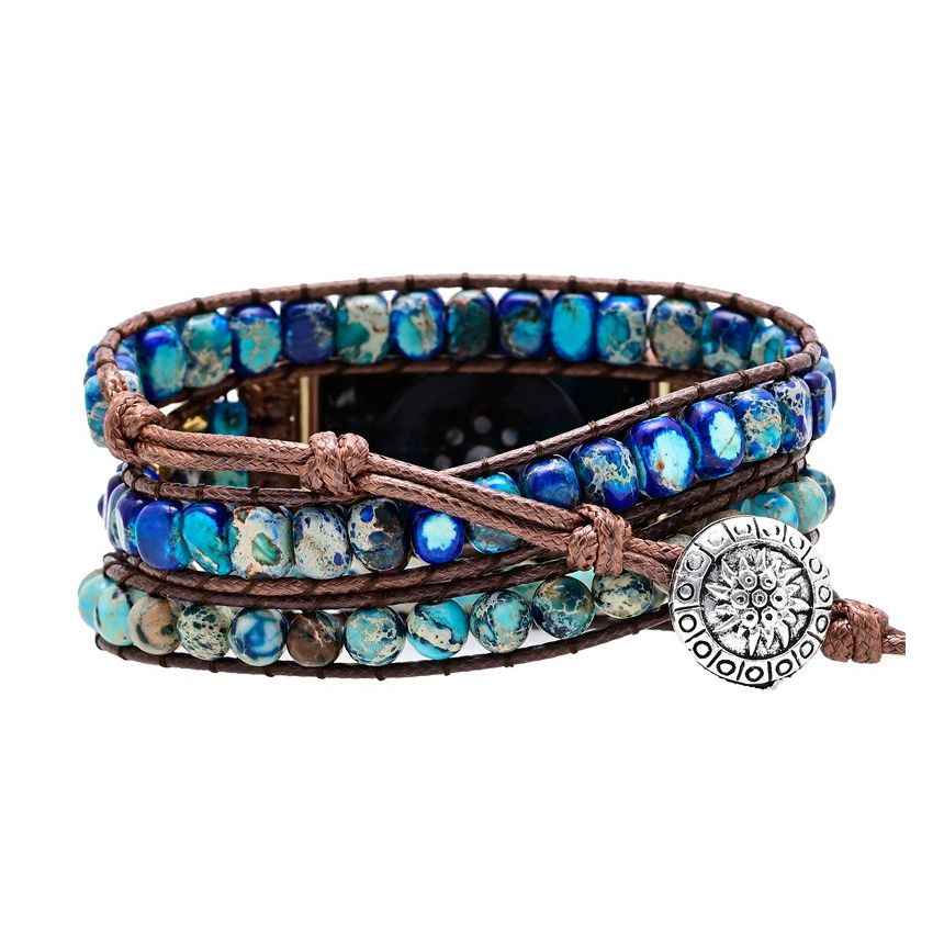 Graceful Blue Jasper Apple Watch Strap – Handmade Natural Stone iWatch Band