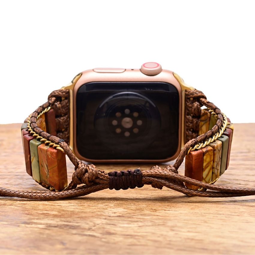 Delicate Picasso Jasper Apple Watch Strap – Handmade Natural Stone iWatch Band