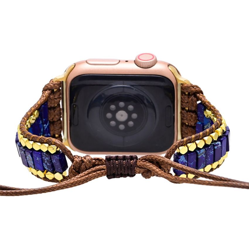 Hushed Seas Lapis Apple Watch Strap – Handmade Lapis Lazuli & Jasper Bracelet Band