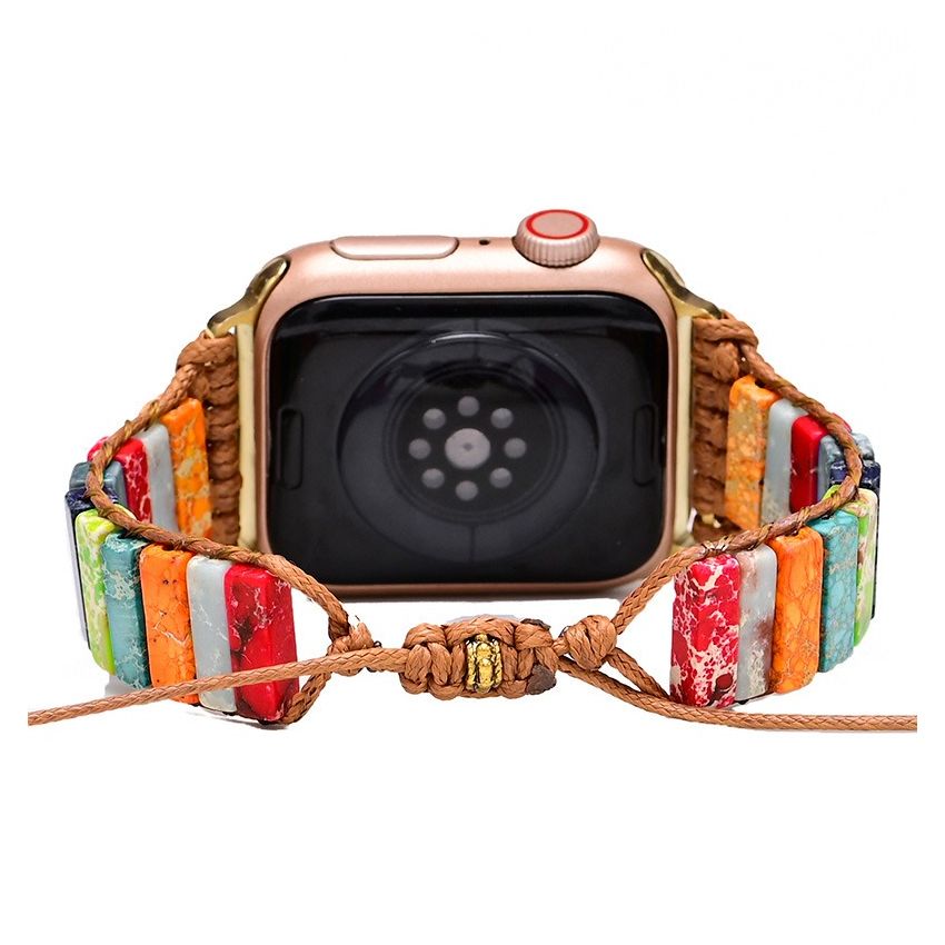 Healing Chakra Protection Apple Watch Strap – Bohemian Natural Stone iWatch Band (38mm–45mm, Series 8/7/6/5/SE/Ultra)