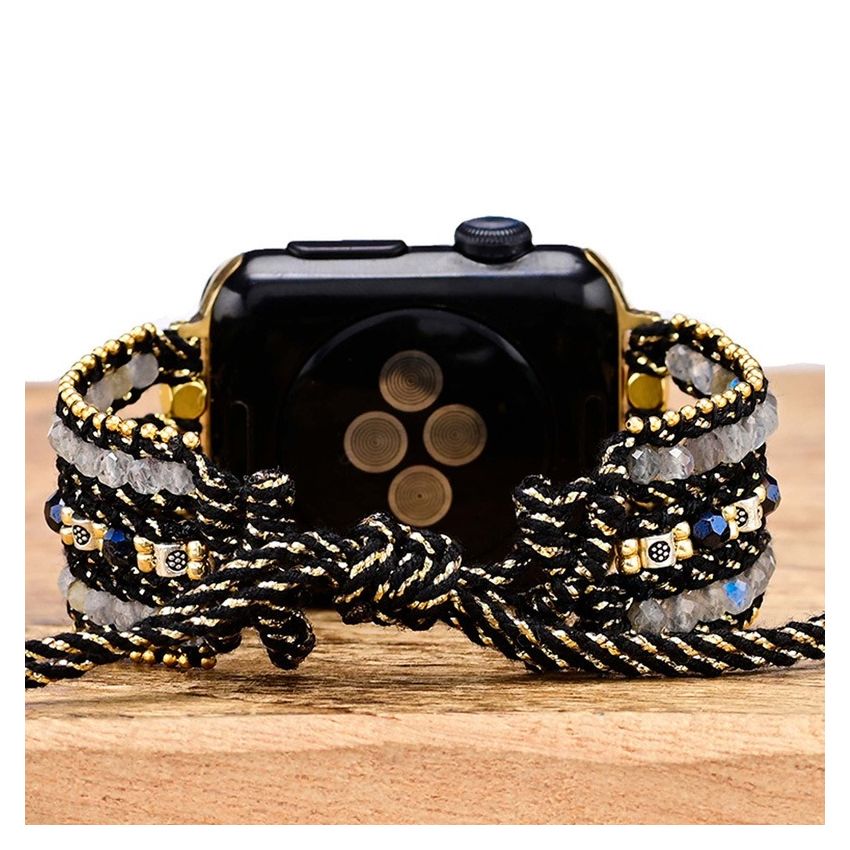 Handmade Labradorite Apple Watch Bracelet – Natural Stone Boho Band