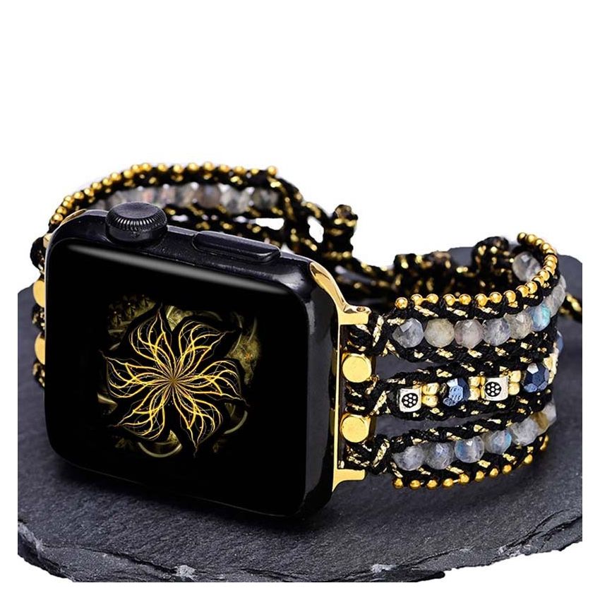 Handmade Labradorite Apple Watch Bracelet – Natural Stone Boho Band