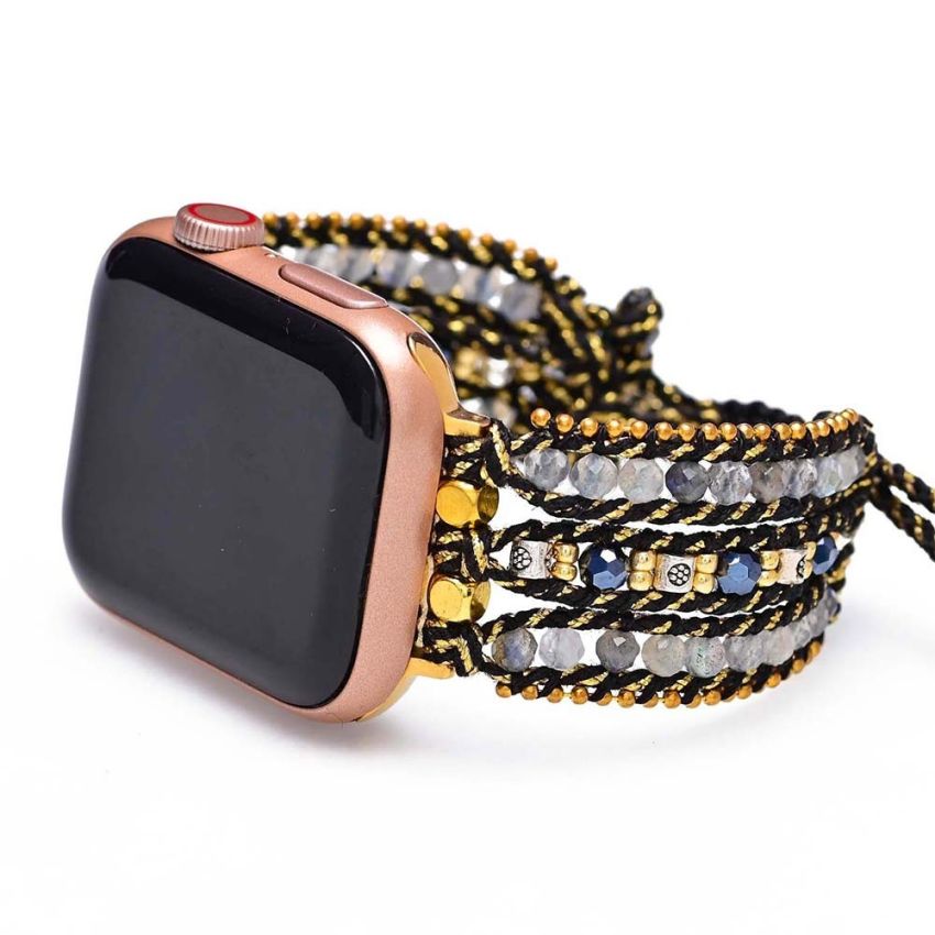 Handmade Labradorite Apple Watch Bracelet – Natural Stone Boho Band