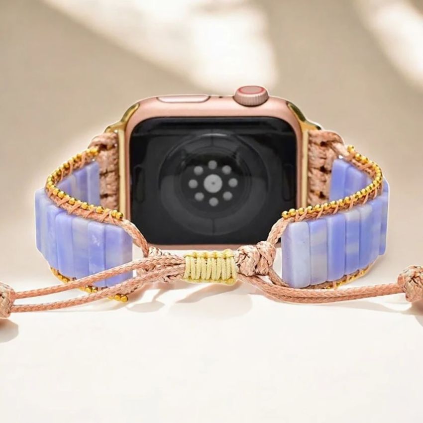 Plum Agate Apple Watch Strap – Handmade Boho Natural Stone Bracelet Band