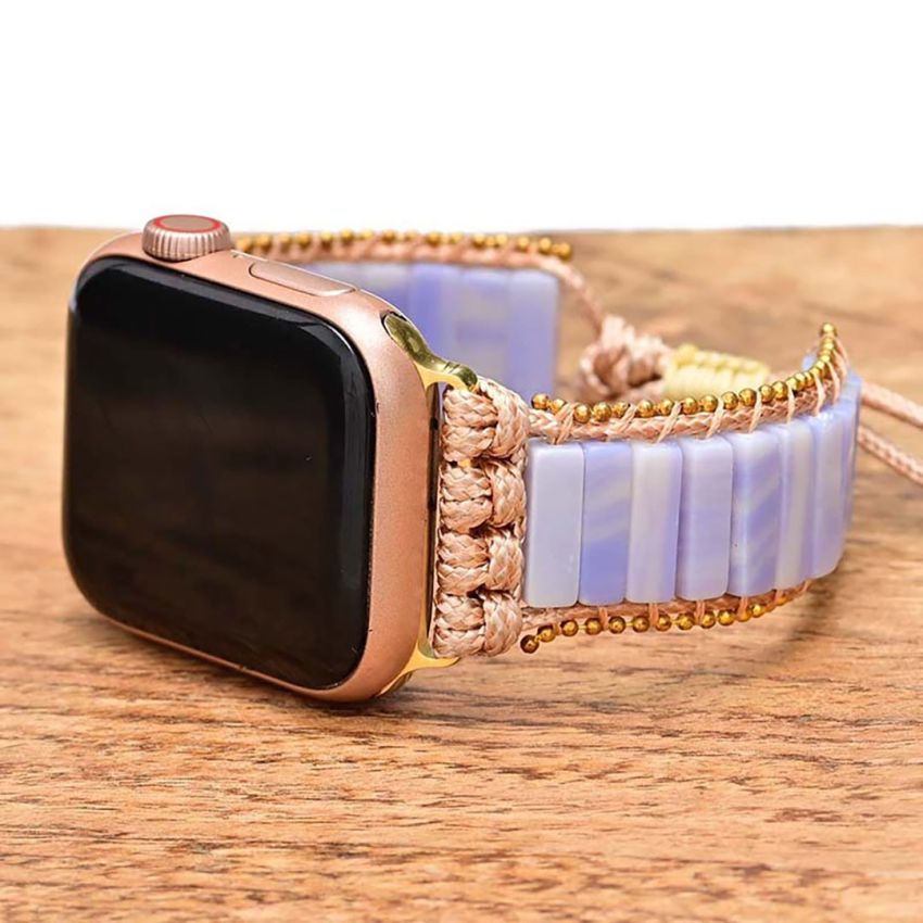Plum Agate Apple Watch Strap – Handmade Boho Natural Stone Bracelet Band