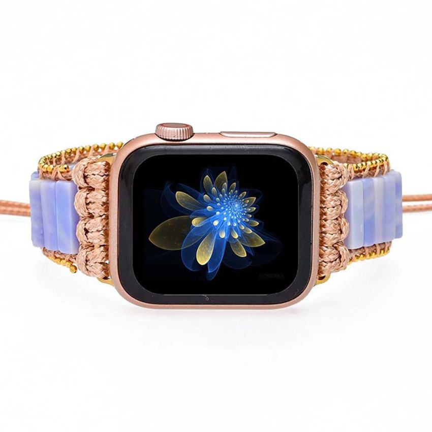 Plum Agate Apple Watch Strap – Handmade Boho Natural Stone Bracelet Band