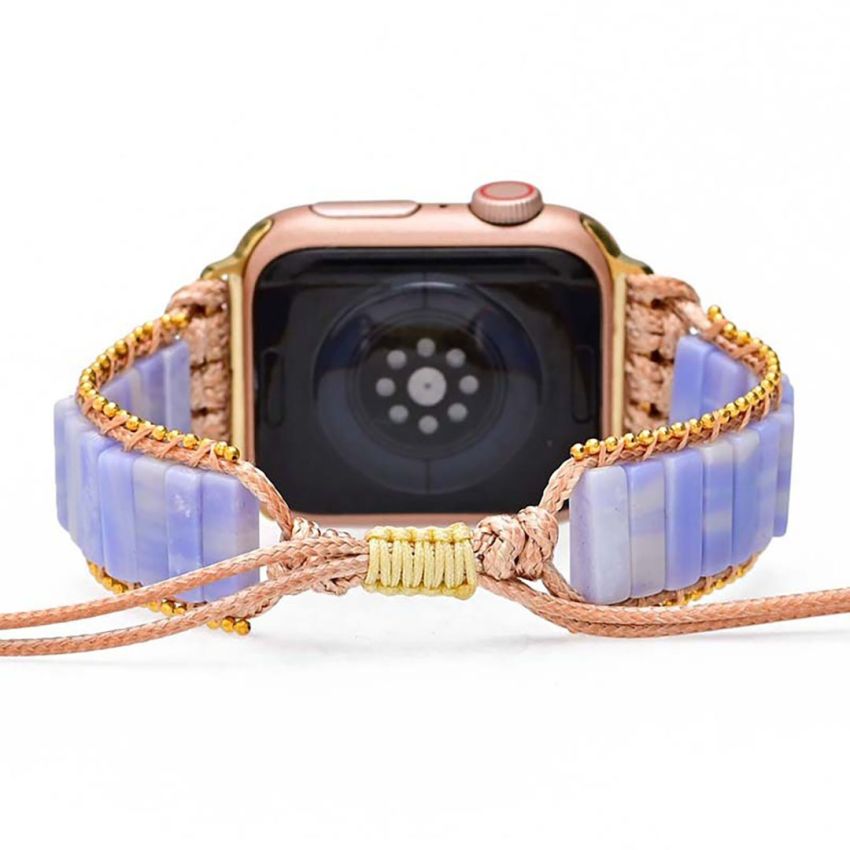 Plum Agate Apple Watch Strap – Handmade Boho Natural Stone Bracelet Band