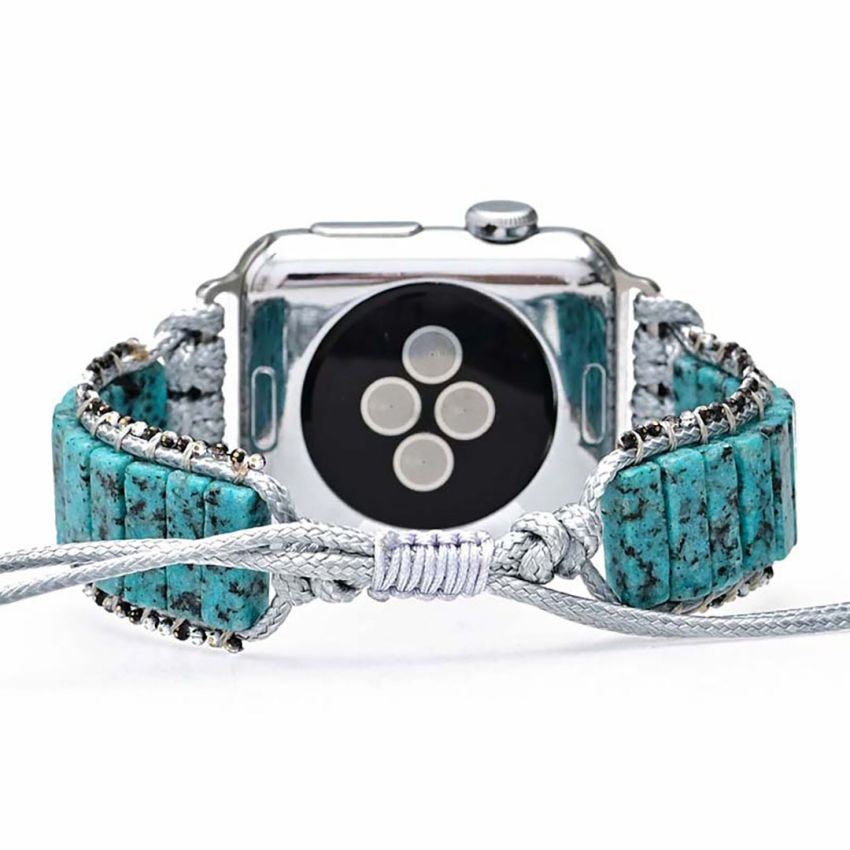 Beauty of Sky Apple Watch Strap – Handmade Blue Jasper Sesame Beaded Band