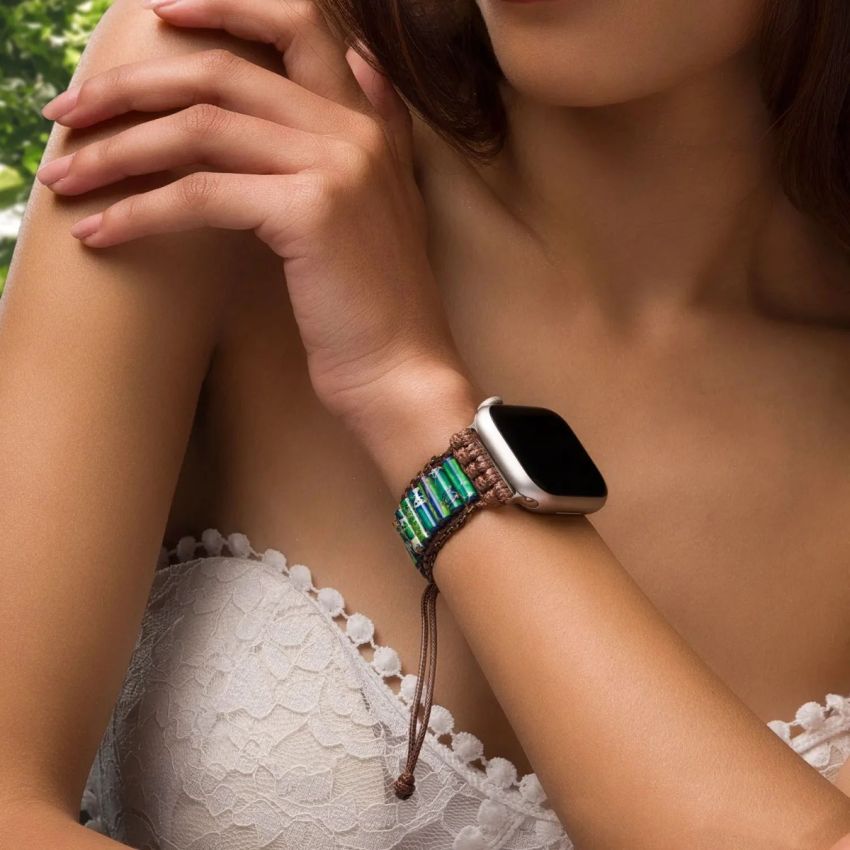 Divine Balance Apple Watch Strap – Handmade Emperor Jasper Bracelet Band