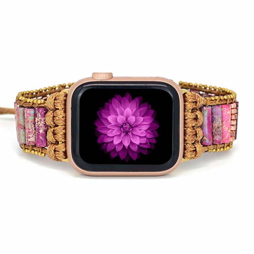 Natural Stone Apple Watch Band (38mm/40mm) – Handmade Crystal Beaded Bracelet Strap