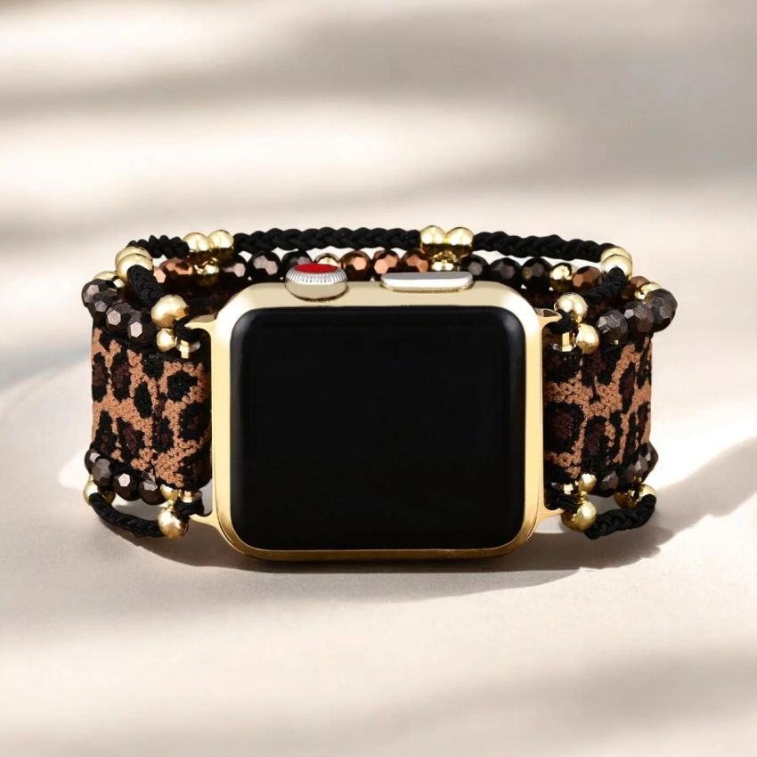Safari Chic Apple Watch Strap – Handmade Beaded Stretch Band