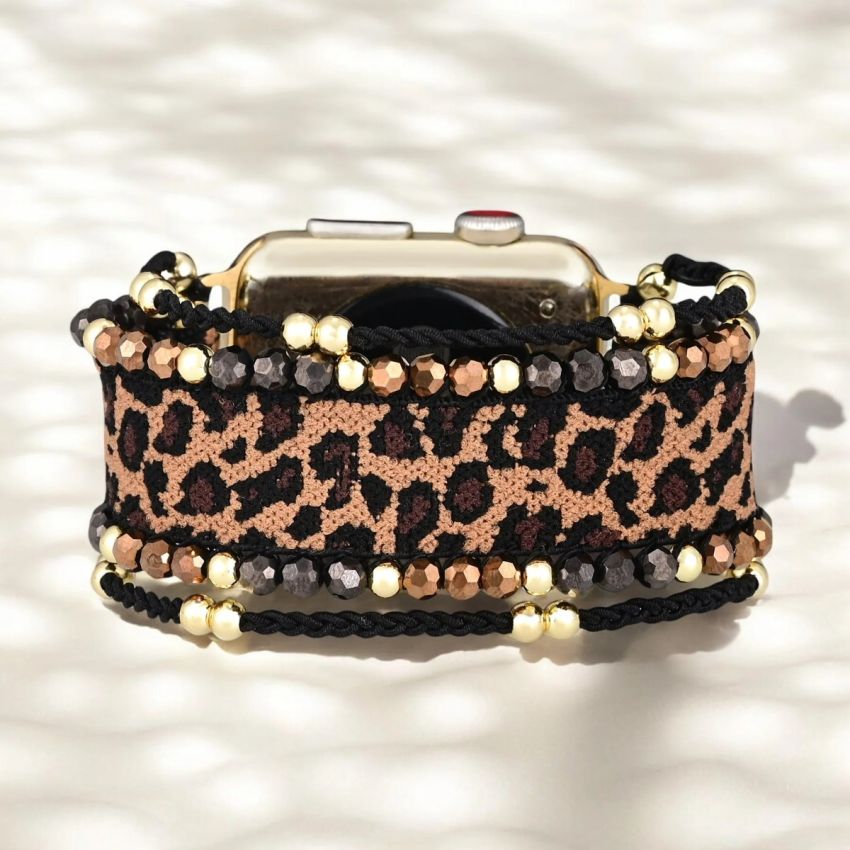 Safari Chic Apple Watch Strap – Handmade Beaded Stretch Band