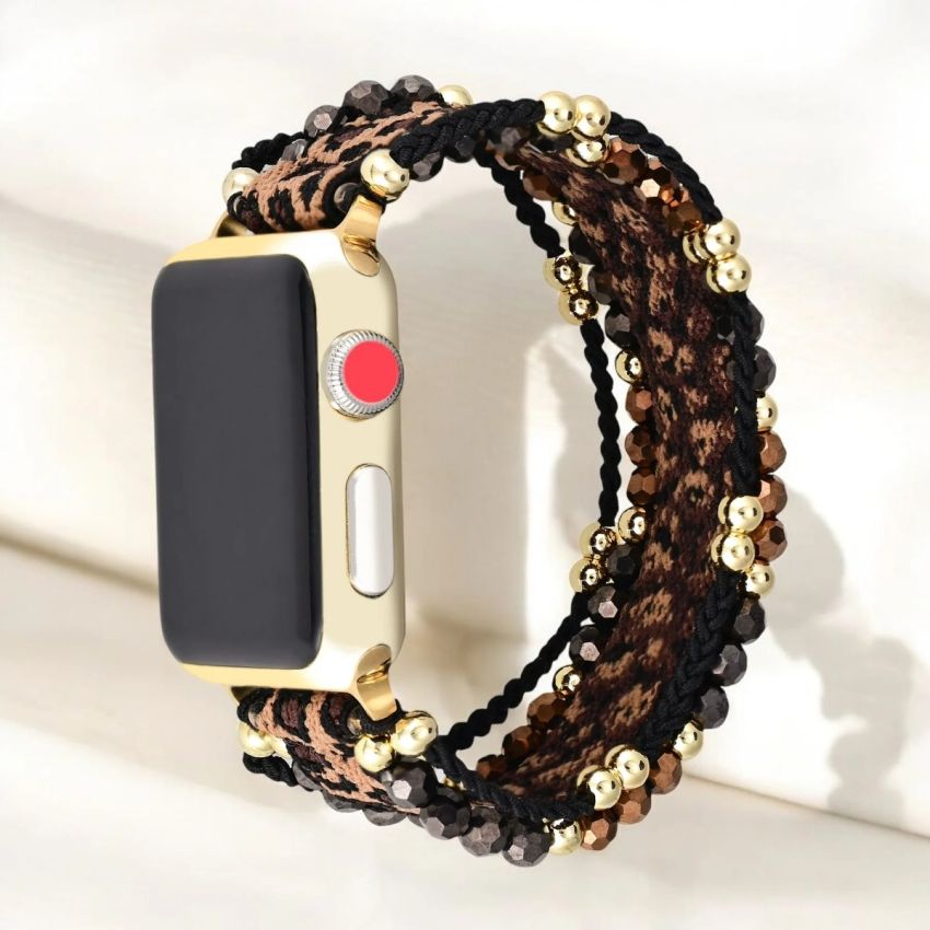 Safari Chic Apple Watch Strap – Handmade Beaded Stretch Band