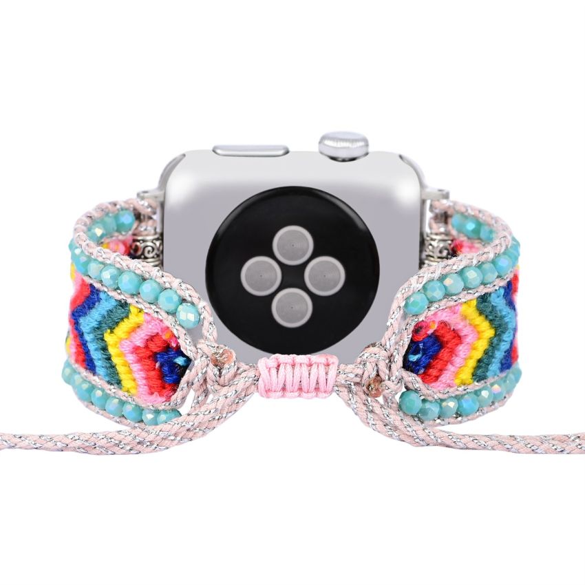 Boho Beaded Apple Watch Band – Colorful Woven Bracelet Strap for 38/40/41mm & 42/44/45mm – Adjustable Handmade iWatch Band