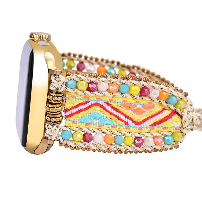 Aqua Serenity & Boho Fiesta Apple Watch Bands – Handmade Glass Bead & Braided Nylon Straps