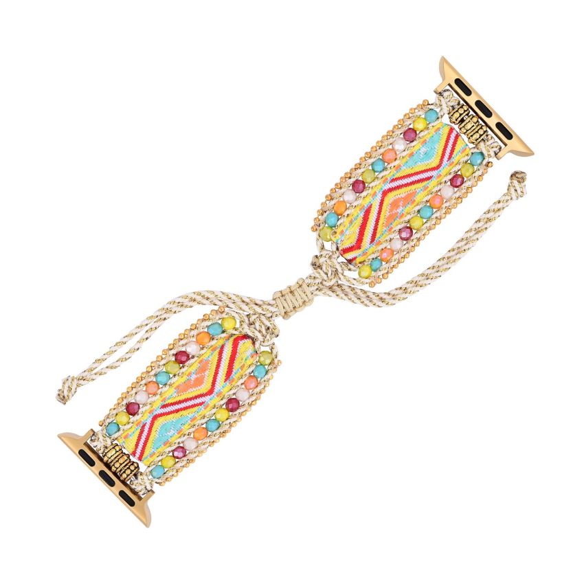 Aqua Serenity & Boho Fiesta Apple Watch Bands – Handmade Glass Bead & Braided Nylon Straps