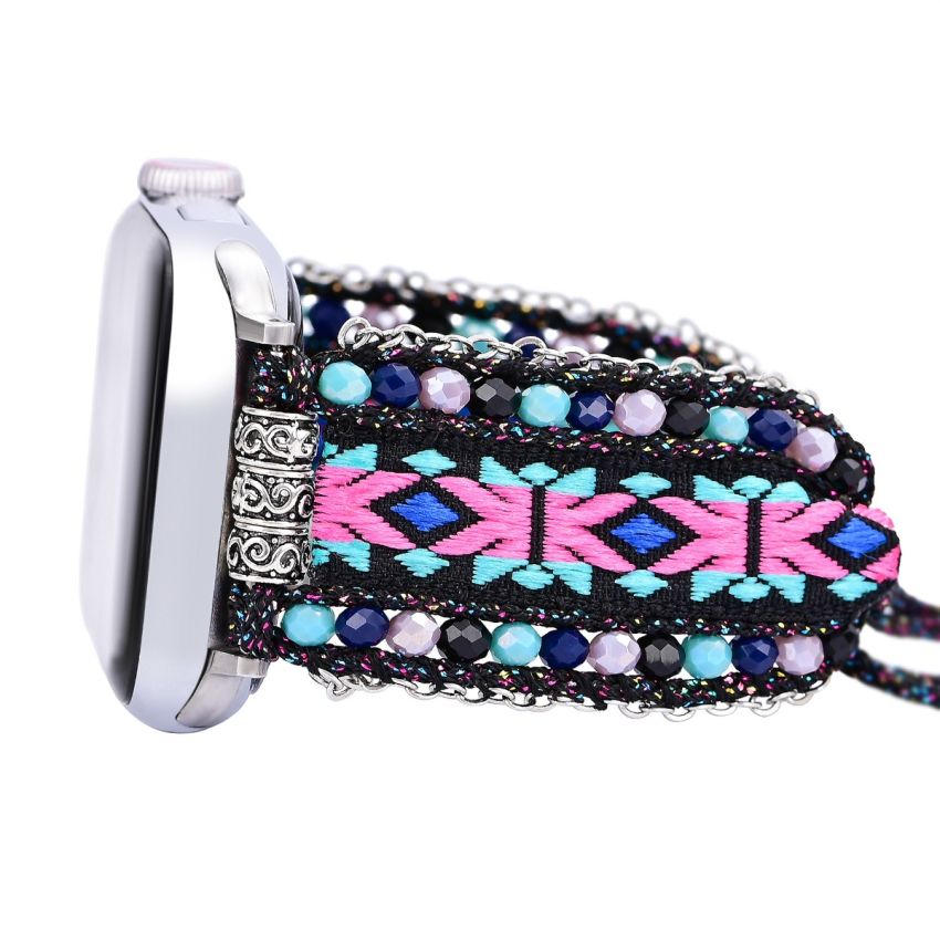 Mystic Night Gemstone Apple Watch Band – Handmade Boho Nylon Strap