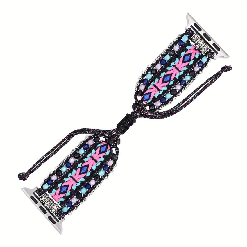 Mystic Night Gemstone Apple Watch Band – Handmade Boho Nylon Strap